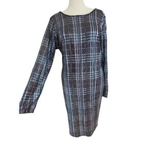 NWOT Women’s 3X Sequin Bodycon Cocktail Dress Black Silver Long Sleeve Stretch